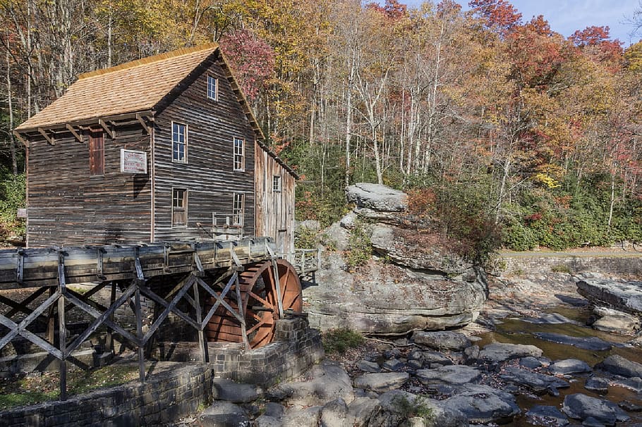 mill, grist, construction, cabin, wooden, architecture, wild HD wallpaper