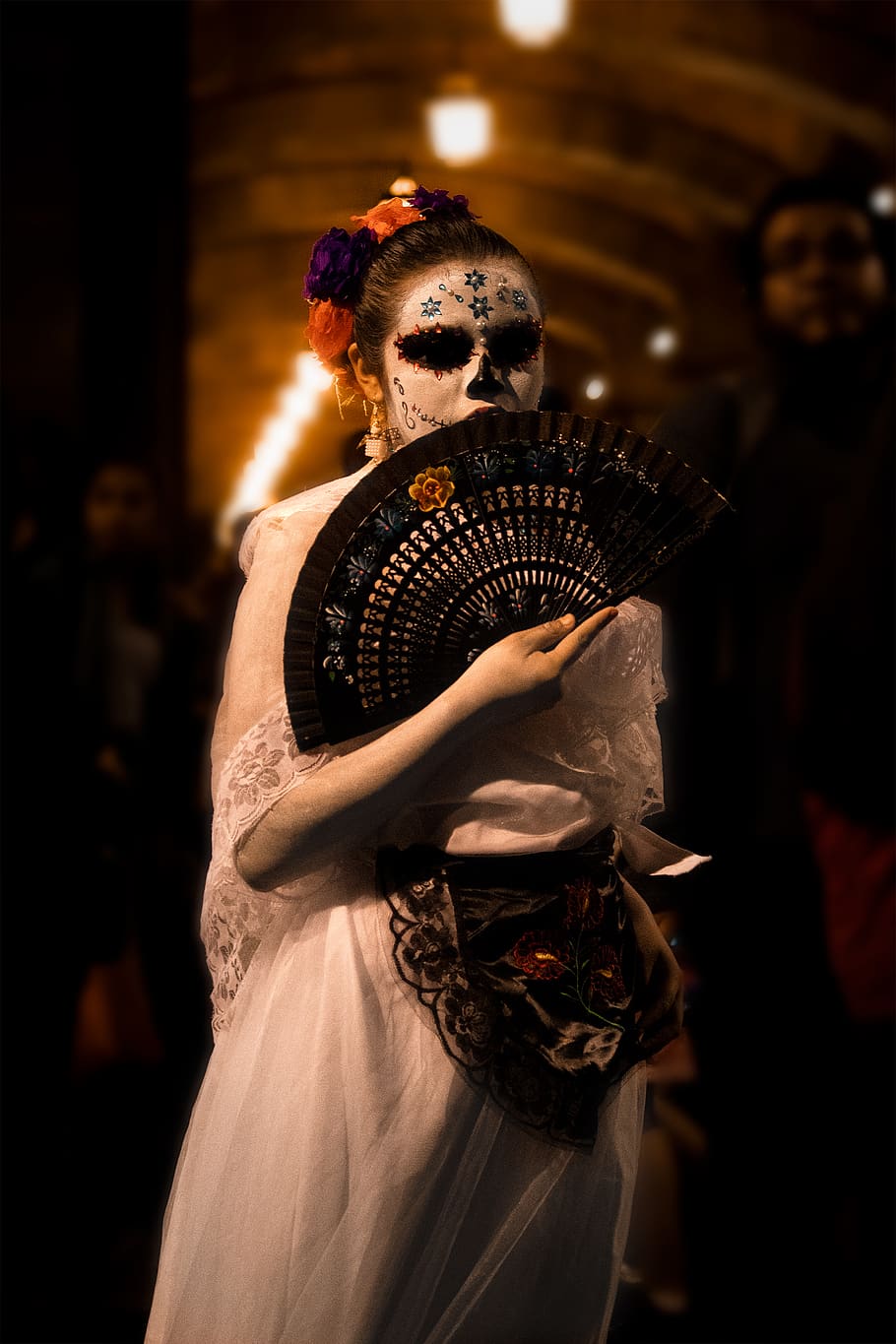 woman with Santa Muerte face makeup