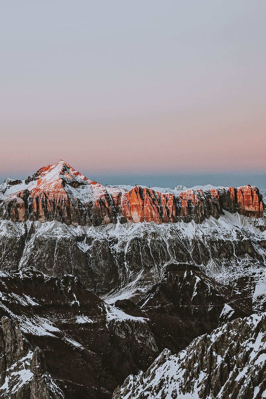 Photography Of Mountain During Sunrise, cold, dawn, dolomites HD wallpaper