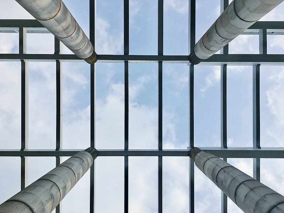column, sky, building, built structure, architecture, day, metal HD wallpaper