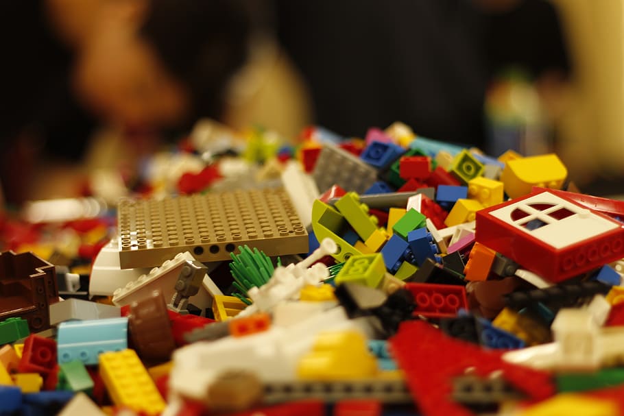 lego, block, toys, selective focus, multi colored, large group of objects