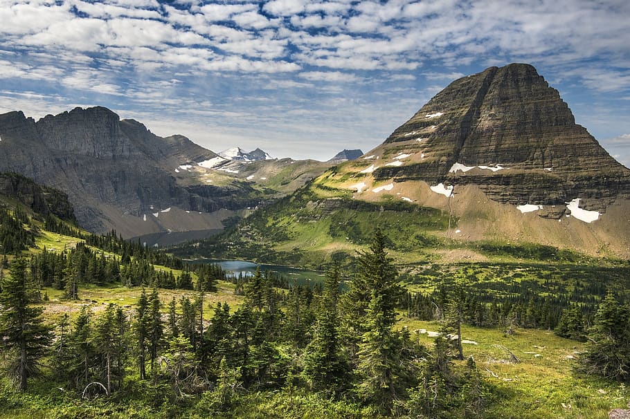 Green Trees Under Cumulus Clouds, daylight, landscape, mountain HD wallpaper