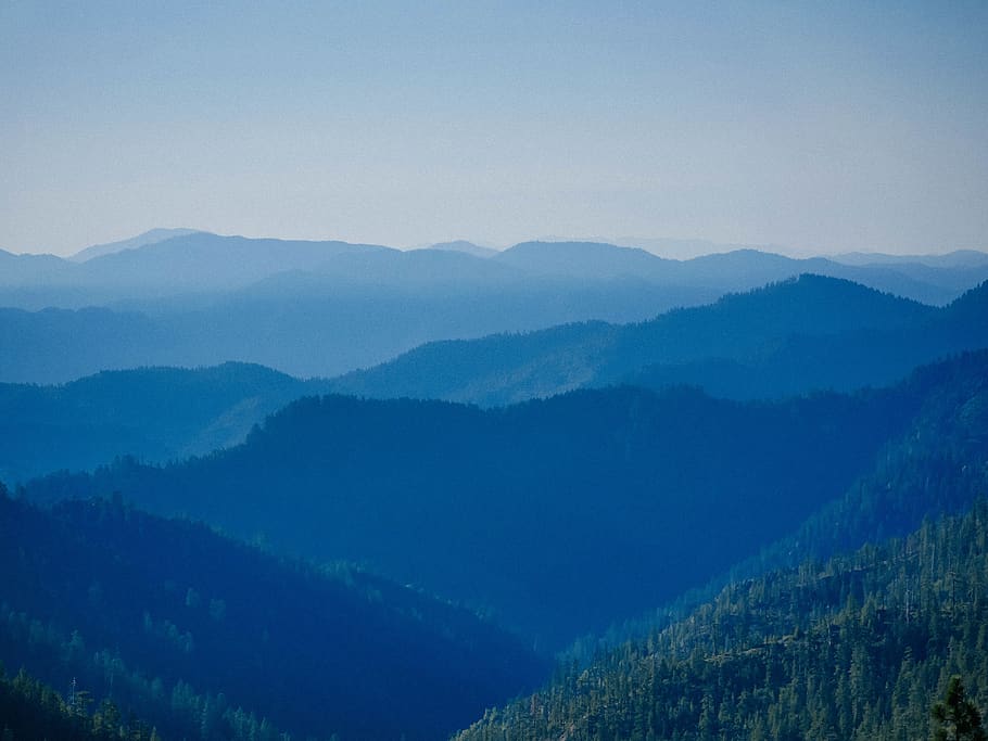 mountains, valleys, peaks, hills, trees, forest, woods, outdoors HD wallpaper