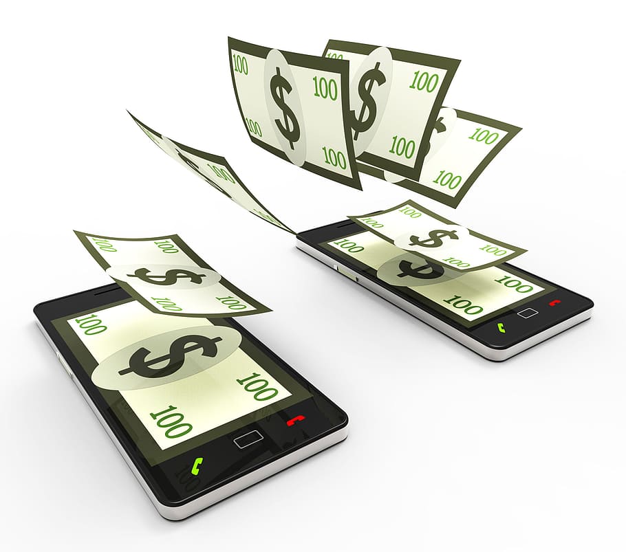 Transfer Dollars Online Indicates World Wide Web And Phone, cash