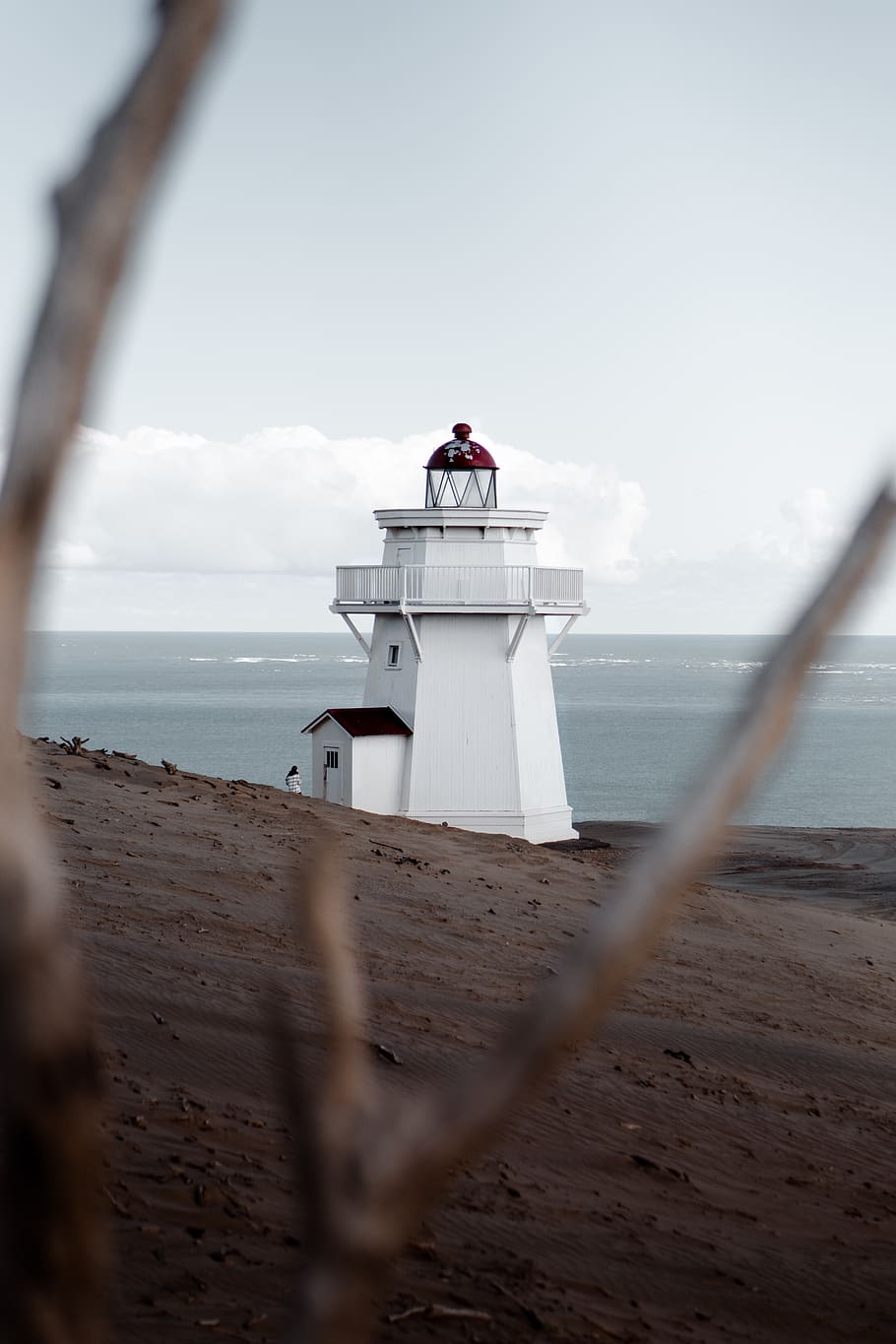 White Lighthouse, beach, daylight, land, landscape, nature, ocean HD wallpaper