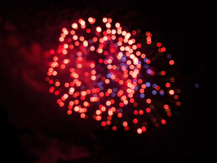 Blurred Fireworks, Abstract, Sky, black, blue, illuminated, night HD wallpaper