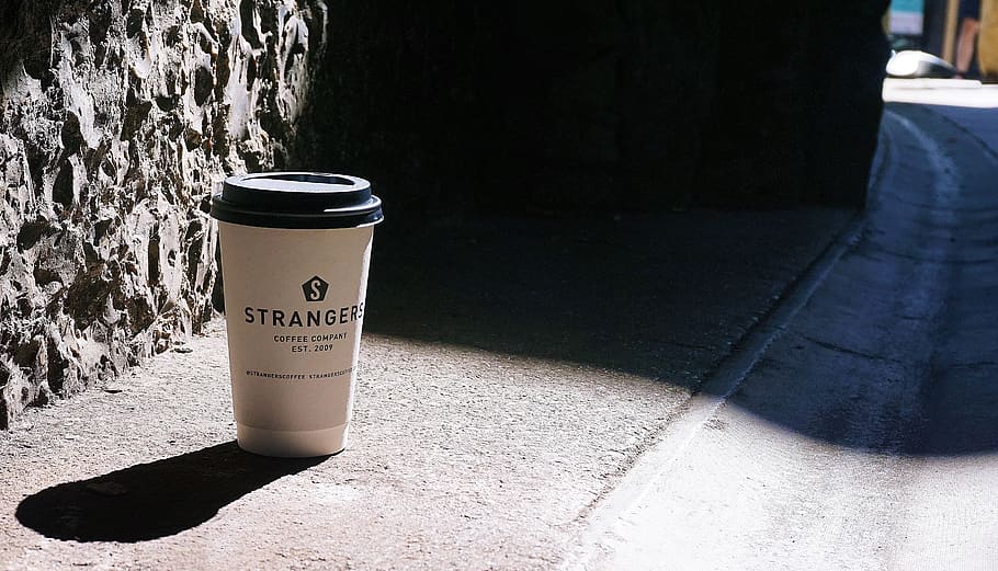 White Plastic Disposable Cup, beverage, coffee, coffee cup, concrete HD wallpaper