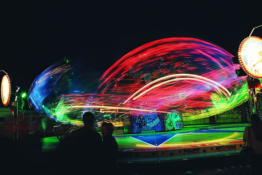 park, human, activity, light, effect, color, colorful, night HD wallpaper