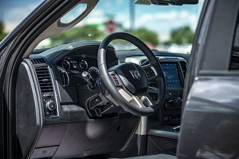 Black Car Steering Wheel, auto, automobile, automotive, car interior HD wallpaper