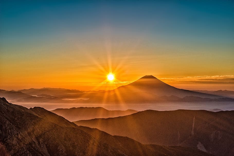 Mountain and Clouds, dawn, desert, landscape, mountains, nature HD wallpaper