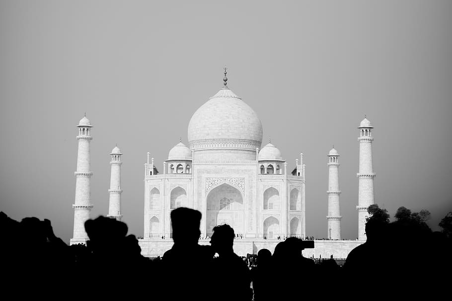 Taj Mahal, India, architecture, dome, building, human, person