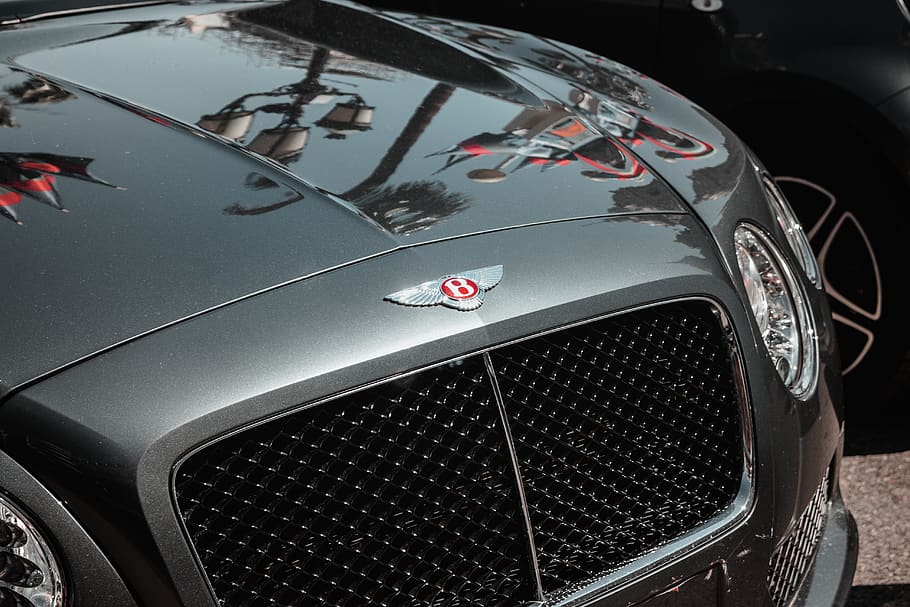 black Bentley car, transportation, automobile, vehicle, symbol, HD wallpaper