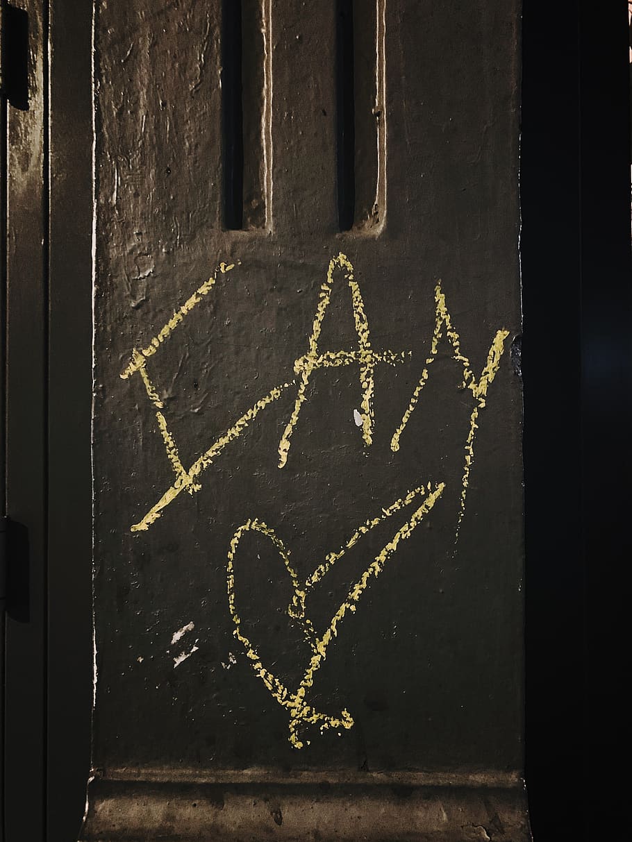 I Am heart chalked text, blackboard, door, rug, handwriting, slate HD wallpaper