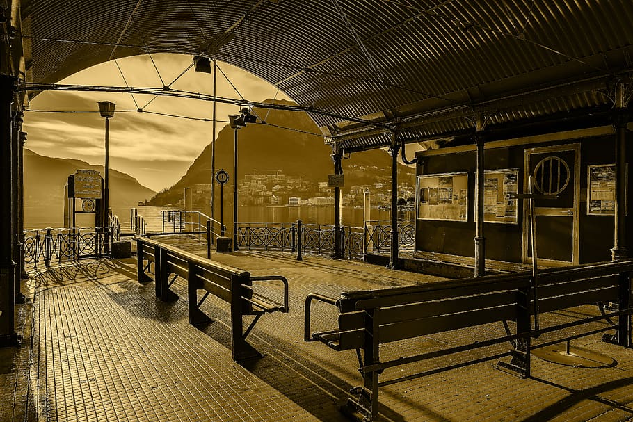 Brown Concrete Building, architecture, bench, lonely benches HD wallpaper