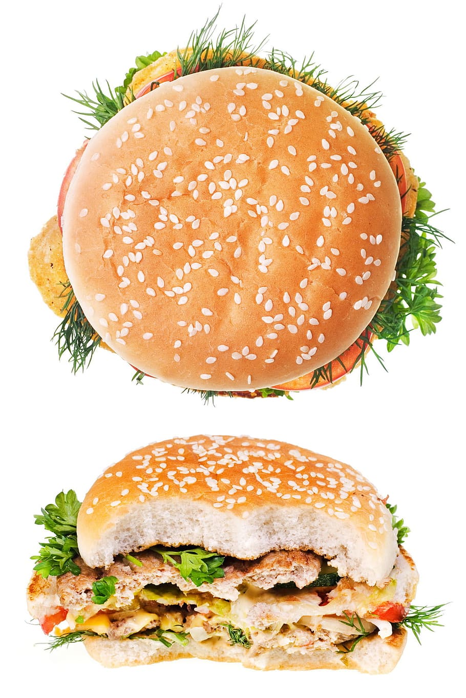 Sandwich, bite, hamburger, food, fast, salad, diet, grilled HD wallpaper