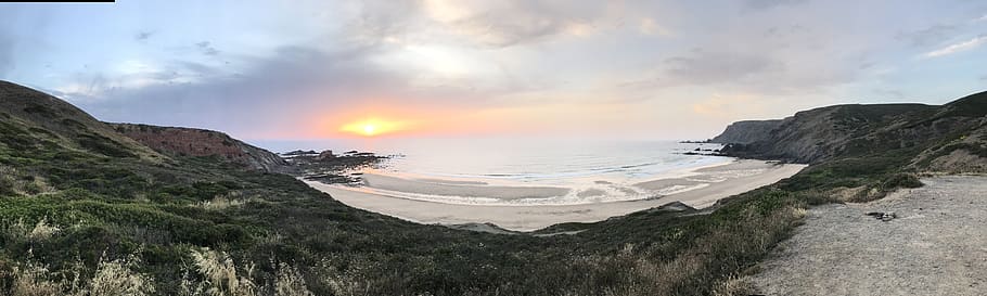 beach, coast, surf, sunset, portugal, sky, scenics - nature HD wallpaper