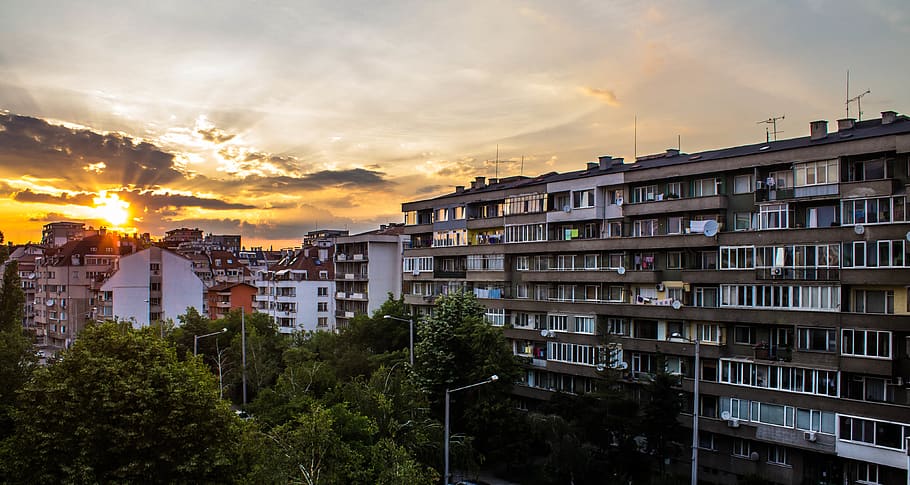 bulgaria, sofia, city, sunset, landscape, urban, architecture, HD wallpaper