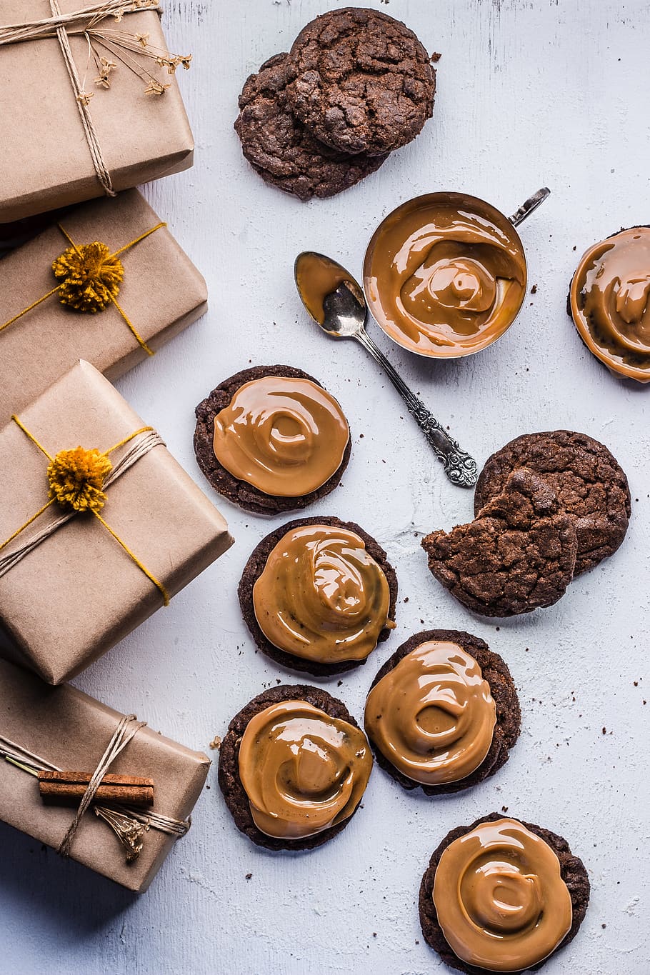 cookies and chocolates, food and drink, sweet food, high angle view HD wallpaper