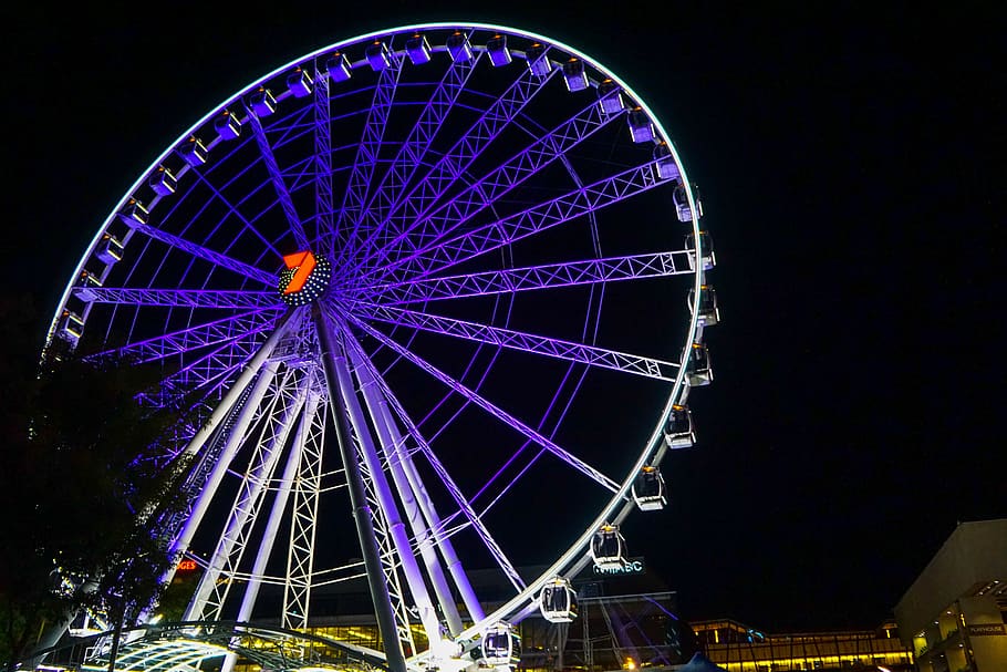 australia, brisbane, wheel, night, colours, amusement park ride