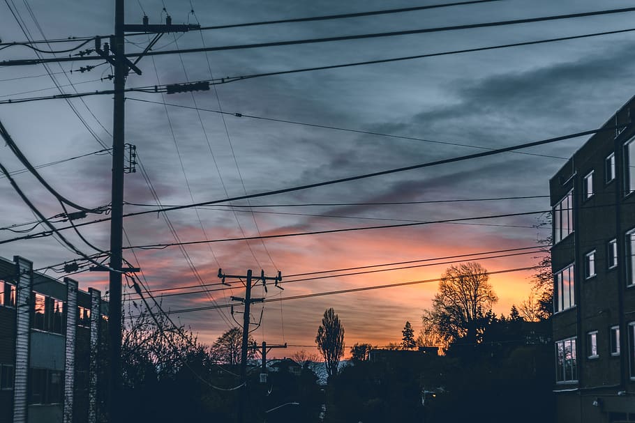 Hd Wallpaper Queen Anne Cable Power Lines Seattle Utility Pole Electric Transmission Tower Wallpaper Flare