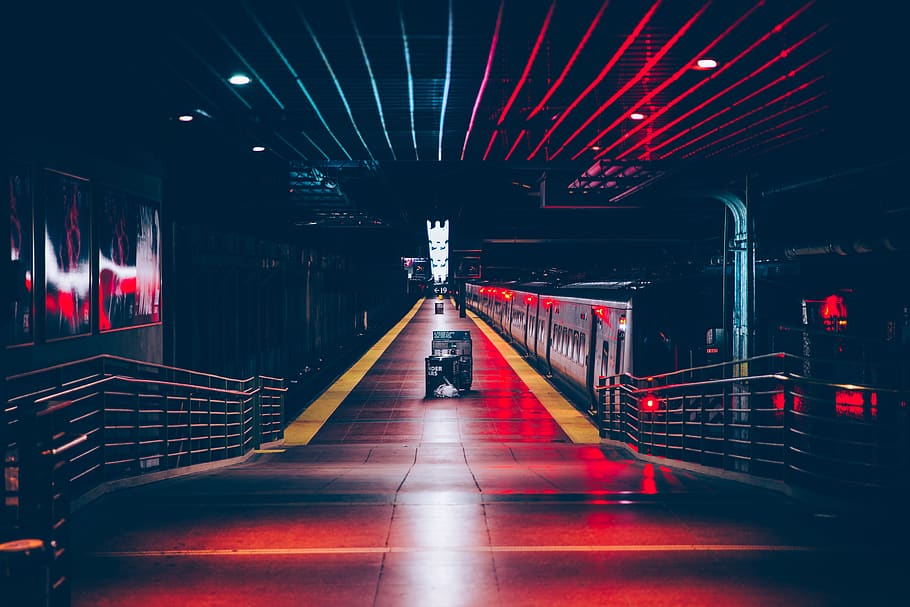vehicle on tunnel, lighting, handrail, banister, grand central station HD wallpaper