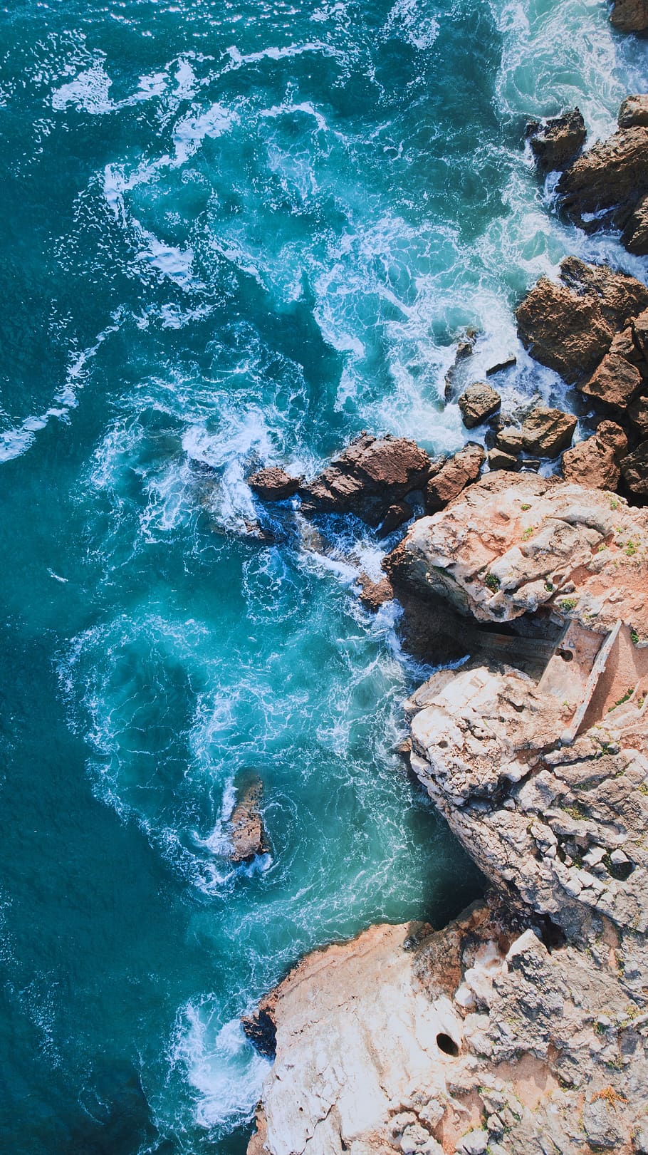 water waves on mountain, rock, rock - object, motion, solid, sea HD wallpaper