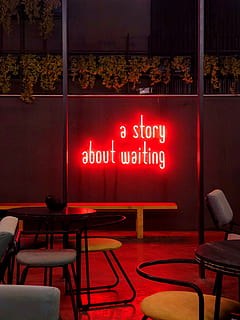 HD wallpaper: a story about waiting LED light, sign, restaurant, red, glow  | Wallpaper Flare