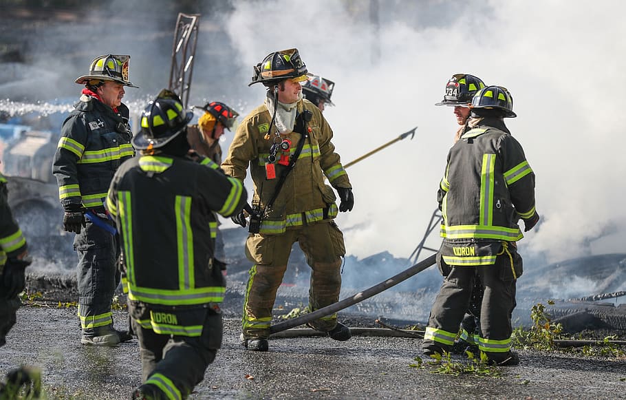 fire fighters during daytime, person, human, fireman, people HD wallpaper