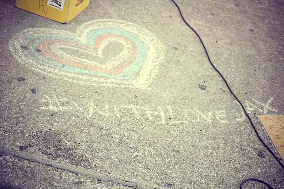 with, love, chalk, path, concrete, sign, graffiti, street, travel HD wallpaper