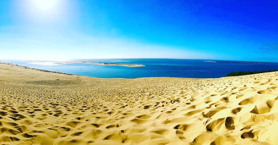 france, la teste-de-buch, dune du pilat, land, sand, sky, beach, HD wallpaper