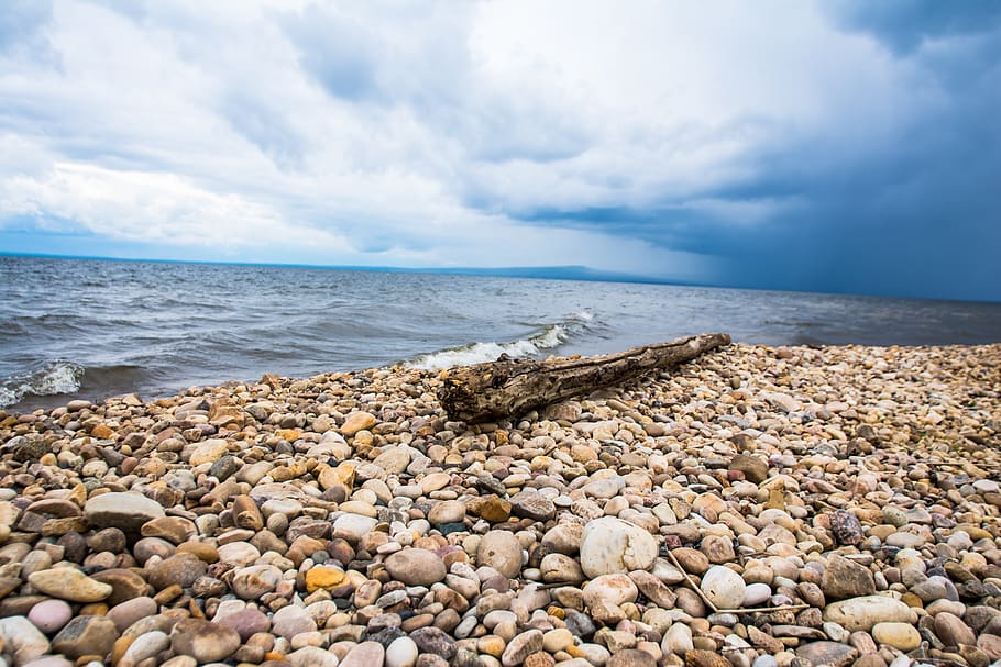 sea, beach, water, cloud - sky, rock, solid, land, beauty in nature HD wallpaper