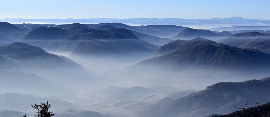 landscape, mountain, scenics - nature, fog, beauty in nature HD wallpaper
