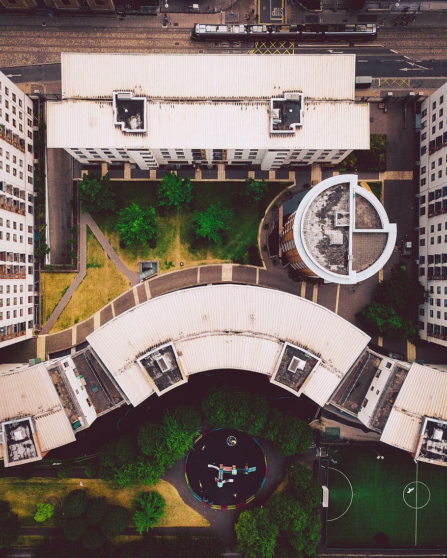 bird's eye view photography of two high-rise buildings, architecture HD wallpaper