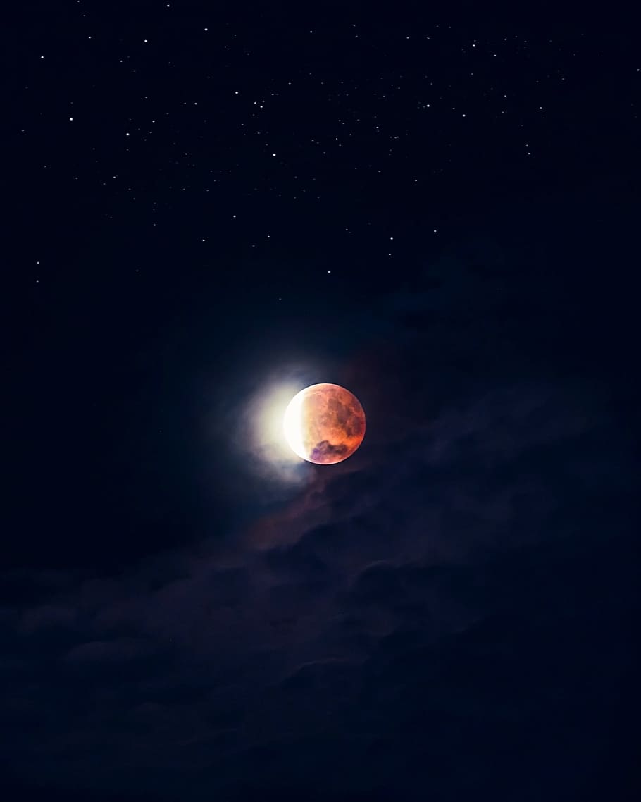 lunar eclipse digital wallpaper, universe, bloodmoon, lunareclipse