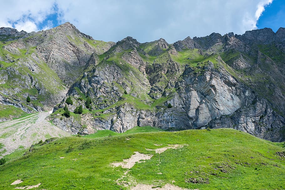 green grass covered mountains, nature, crest, mountain range HD wallpaper