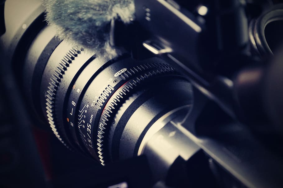 Black Camera, camera lens, close-up, electronics, equipment, technology HD wallpaper