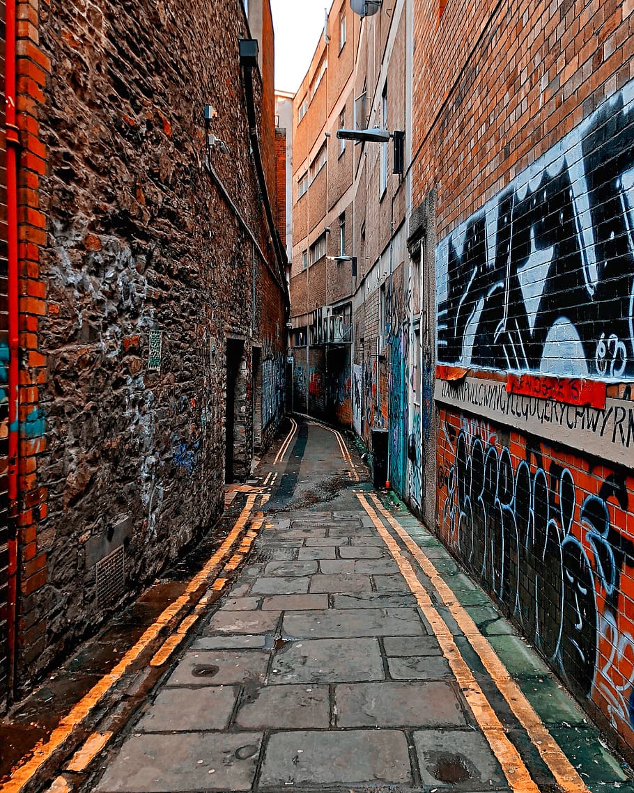 HD wallpaper: gray paveway between brown brick walls, street, alley, urban  | Wallpaper Flare
