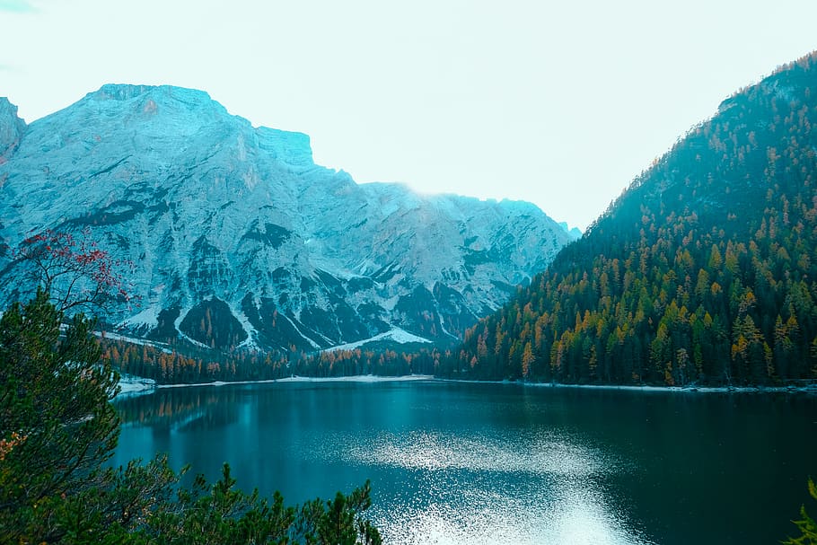 Lake Surrounded With Mountain, HD wallpaper, landscape, reflection HD wallpaper