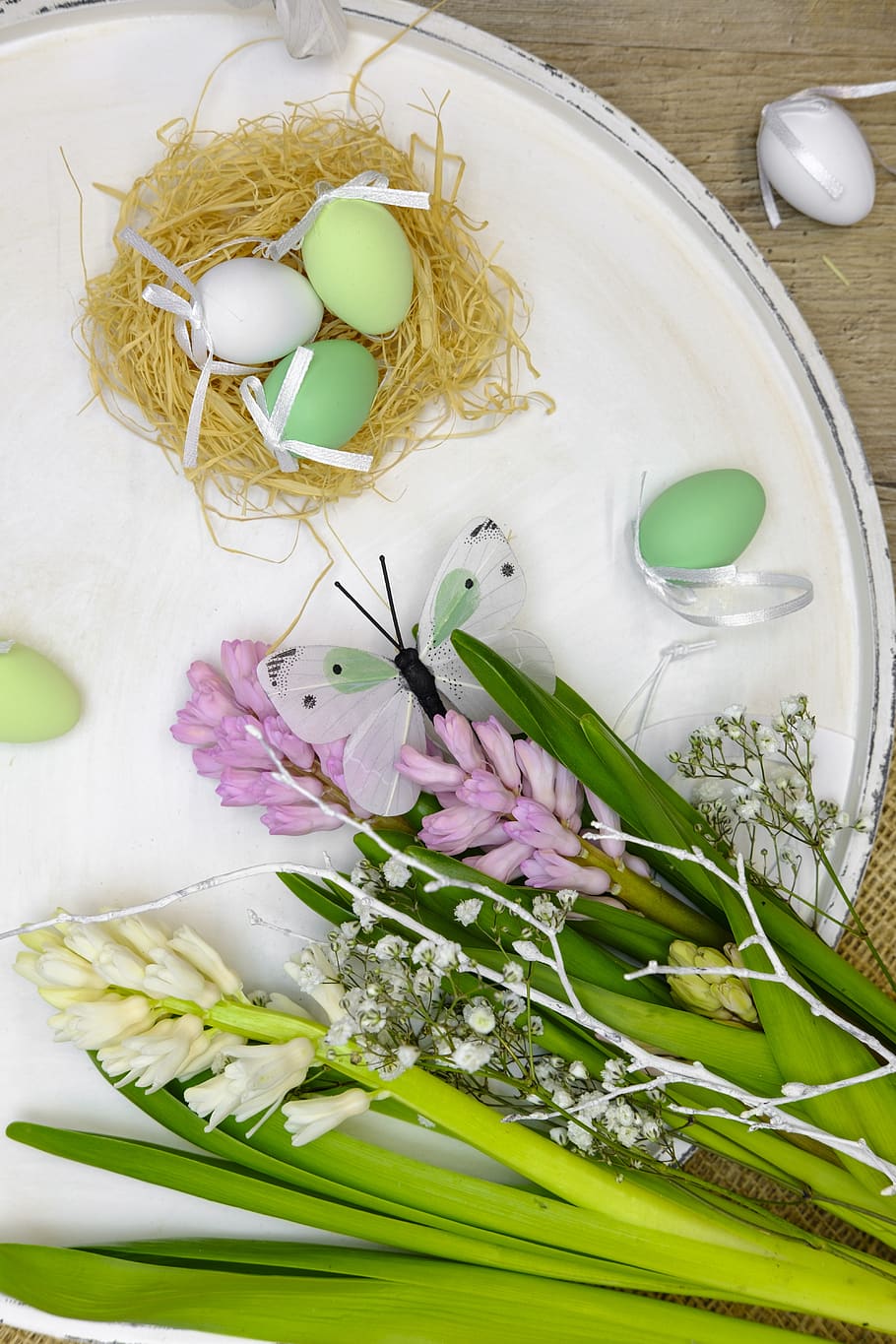 HD wallpaper: easter eggs, nest, easter nest, hare, easter bunny ...