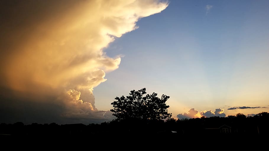 sky, sunset, storm, blue, clouds, silhouette, cloud - sky, beauty in nature HD wallpaper