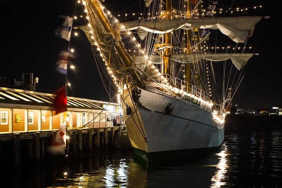 halifax, canada, sailor, nova scotia, night, boat, sea, wallpaper HD wallpaper