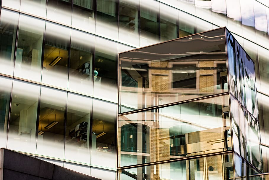 clear glass structure with black metal frames, architecture, shoreditch HD wallpaper