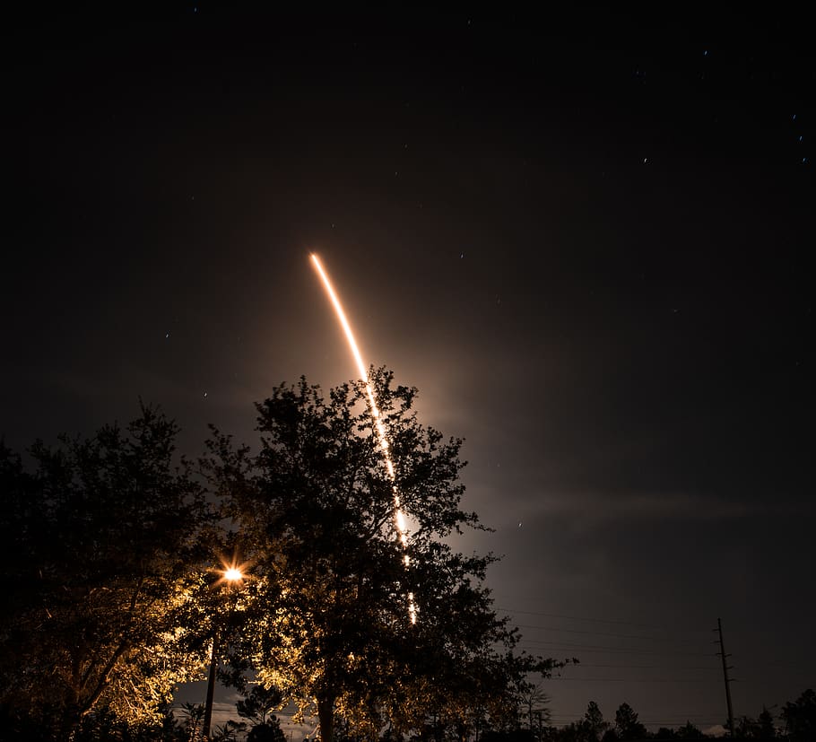 united states, kennedy space center, rocket launch, long exposure