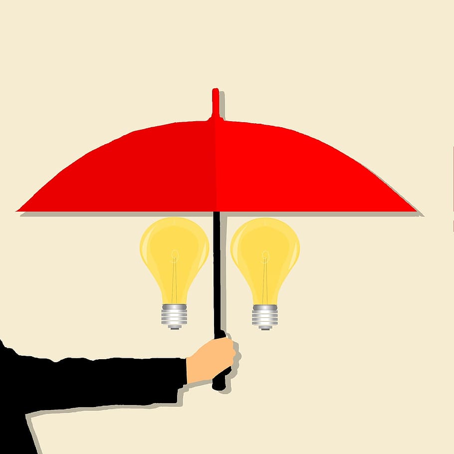copyright, idea, lightbulb, security, protected, umbrella, rain HD wallpaper
