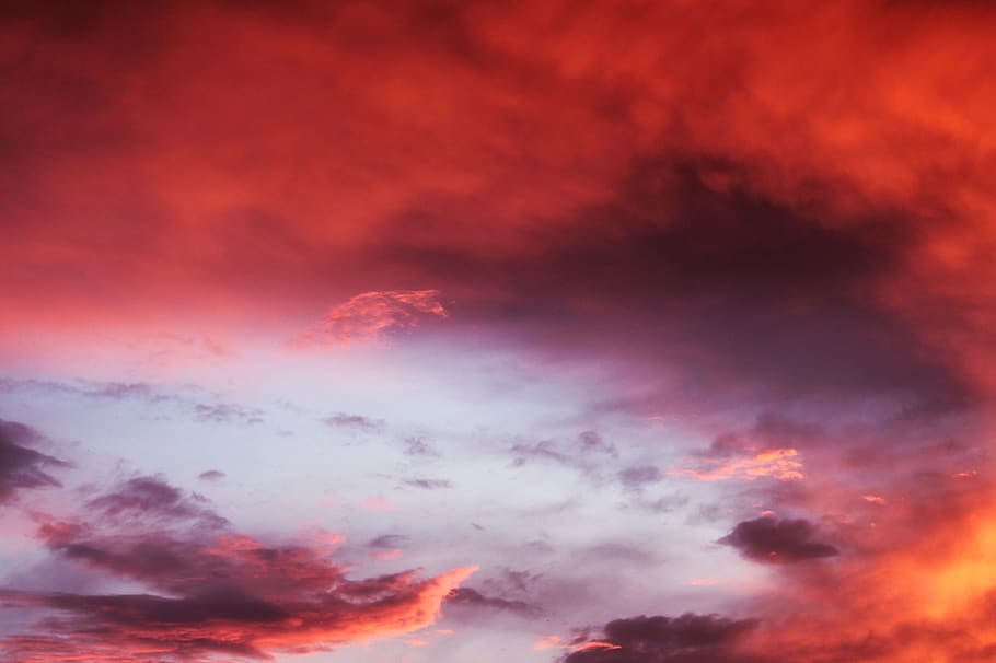 sky, dusk, panorama, evening, clouds, colorful, summer, red HD wallpaper