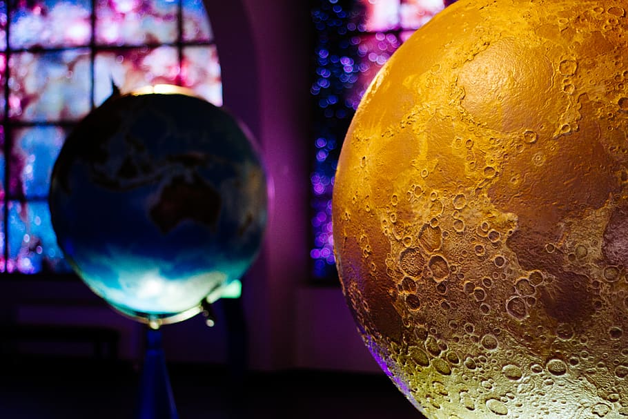 planetarium, earth, moon, space, sphere, close-up, no people, HD wallpaper