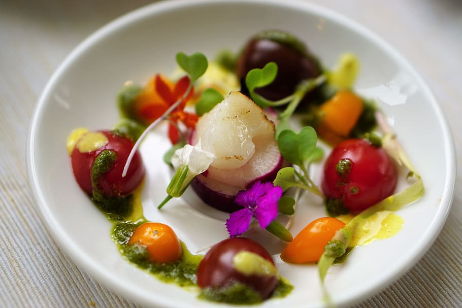 vegetable salad on white plate, food, food and drink, healthy eating HD wallpaper
