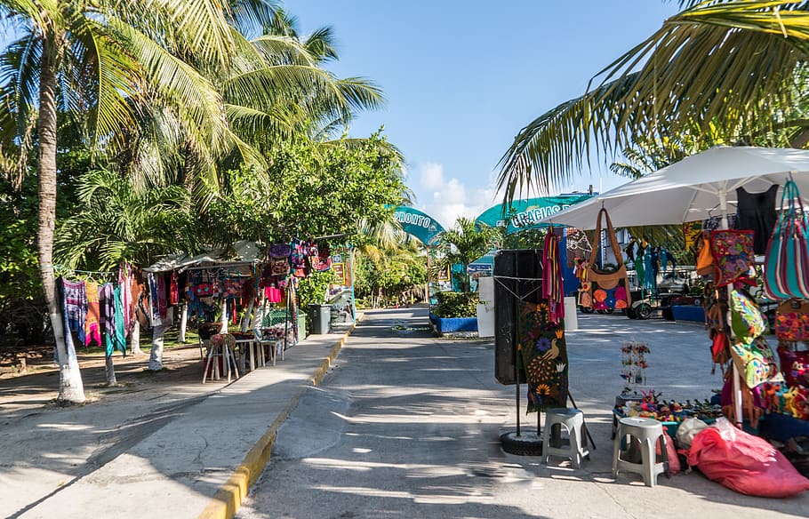 souvenir shopping, mexico, isla mujeres, sky, landscape, sun, HD wallpaper