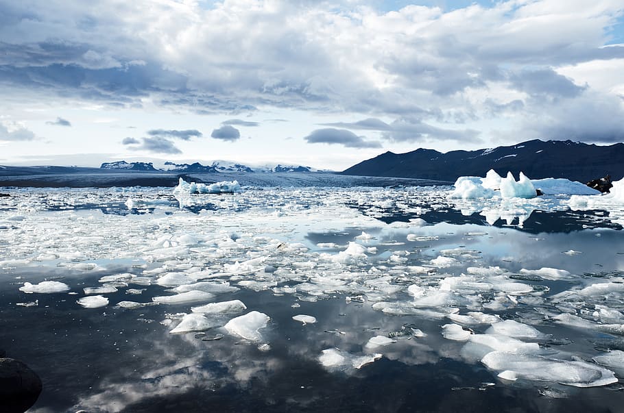 Aerial Photography of Body of Water With Ice, climate, cold, glacier HD wallpaper