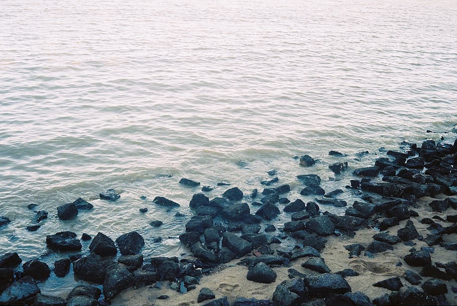 sea, coastal, water, rock, solid, rock - object, beauty in nature HD wallpaper